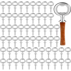 Cunhill 60 Pcs Metal Bottle Opener Bulk Blank Bottle Opener Bulk Open Inserts Kit Threaded Beer Openers Hardware for Wedding Wine Party DIY Project Craft Wood Turning (Silver)