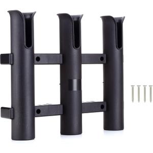 Wall Mounted Fishing Rod Holders Tubes Links Fishing Rod Holder Rack Rests (3-pole-black)