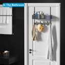 Over The Door Hooks Organizer, Over The Door Towel Rack with Mesh Basket, 10 Coat Hooks and 2 Wreath Hangers, Bathroom Door Organizer Back of Door Hanger for Bedroom, Kitchen(Black)