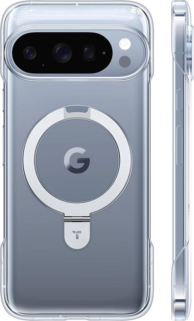 TORRAS Slim for Google Pixel 10 Pro XL Case Clear, Fit for MagSafe, Open Edge Frame, Phone Case for Pixel 10 Pro XL with Stand, Ultra Thin Minimalist, Never Yellowing, Shockproof Corner Cover, Clear