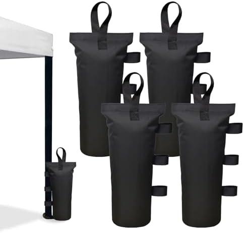 Canopy Weights Set of 4，Heavy Duty Canopy Weight Bags (120 lbs) for Ez Pop up Canopy Tent Outdoor Instant Canopies, Black (Without Sand) ，Set of 4