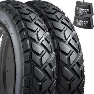 2-PCS 20" Fat E-Bike Tires 20x4 20x3 and Heavy Duty Bike Tubes Scharder Valve Compatible with 20 X 4.0 20 X 3.0 E-Bike All-Terrain Directional Tread Bicycle Tires and Tubes
