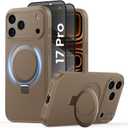 Magnetic for iPhone 17 Pro Case with 2X Privacy Screen Protector, Compatible with MagSafe, Integrated Camera Control, Premium Silicone Shockproof Protective Cover with Kickstand-Desert Brown