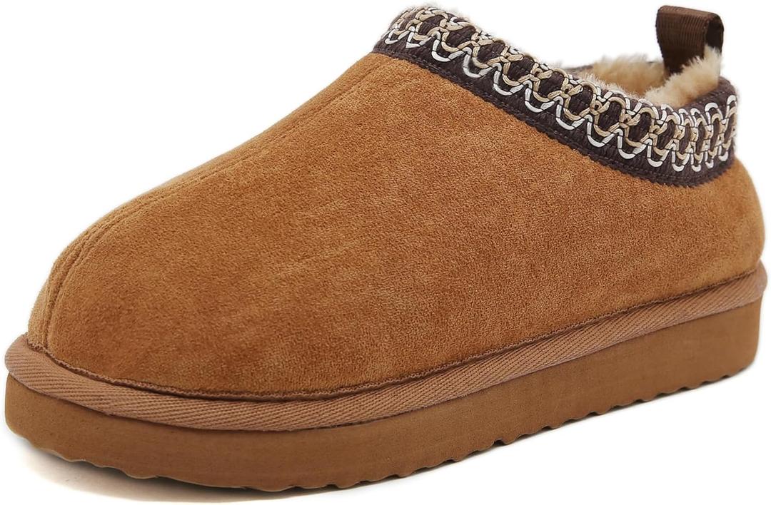 SMajong Kids Slippers Plush Warm Girls Fuzzy House Slippers Boys Platform Slipper Slip-on Shoes Winter Indoor Outdoor (2 Big Kid, Black Brown)