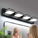 360 Rotate LED Dimmable Bathroom Vanity Light Fixtures, 1600LM Acrylic Matte Black Vanity Lights for Bathroom, Modern Wall Lighting Fixtures Over Mirror Kitchen Living (Natural White Light 5000K)