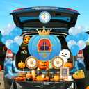 Christmas Trunk or Treat Party Decorations - Princess Prince Car Archway Garage Decoration Blue Pumpkin Cartoon Cutouts with Backdrop Balloons for House Outdoor Decor Birthday Gifts, 42Pcs