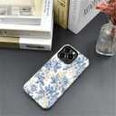 Case Compatible with iPhone 15 Pro,Double Layer Protection, Matte Finish, Anti-Drop and Anti-Fingerprint Armor -Floral Wind Blue line Floral Print