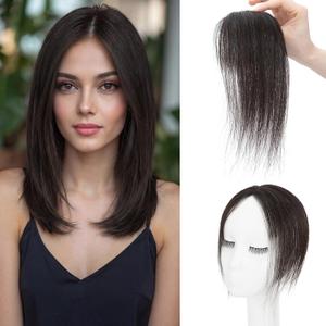 Benehair Clip on Bangs Real Human Hair with 360° Full Coverage, 3D Air Bangs for Daily Wear, Wispy Bang Natural Seamless Fit for Women Side Bang Natural Black #1B