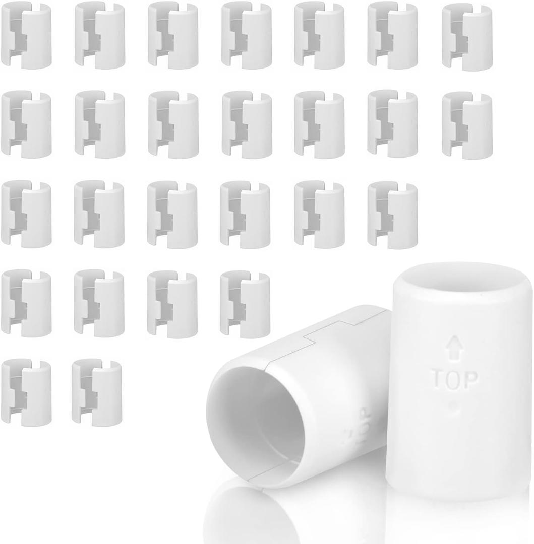 52pcs White Wire Shelf Clips  Shelf Lock Clips for 1 Inch Pipe Shelving  Durable Plastic Replacements for Wire Shelving System (Fits 1" Diameter Pipes, 26 Pairs)