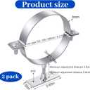 2 Pcs Heavy Duty Adjustable Pipe Bracket, 6 Inch Split Ring Hanger Clamp with Mounting Screws, Galvanized Steel Wall Strap for Round Gas Vent, Chimney, Drainage & Plastic Ventilation Pipes
