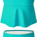 blibean Girls Swimsuits Two Piece Tankini Sets Ruffle Bathing Suit with Chest Pad 6-15 Years, Size: 3XL