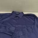 Alimens & Gentle Men's Dress Shirts Long Sleeve Wrinkle-Free Stretch Shirts Solid Formal Button Down Shirt with Pocket (3X-Large, Navy Blue)