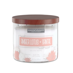 Essential Elements Amber Lotus & Santal 3 Wick Candle 14.75OZ