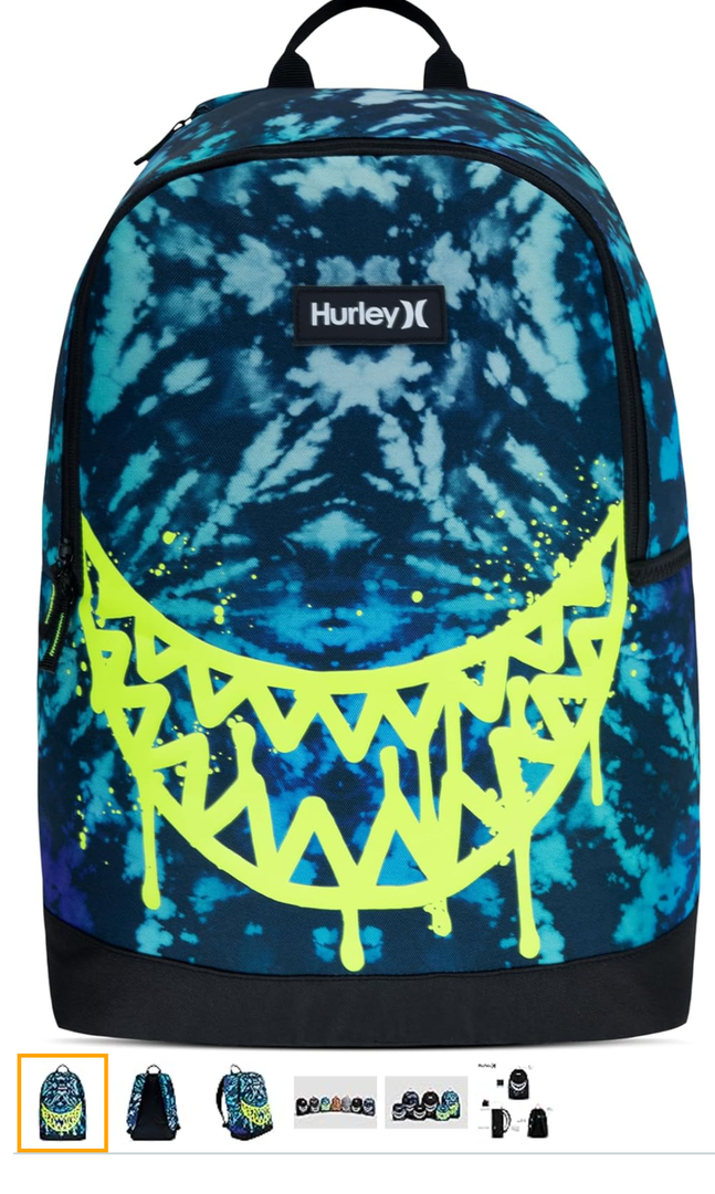 Hurley Men's Graphic Backpack, Blue Lazer/Black, One Size