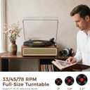 Full-Size Vintage 3-Speeds Record Player with Built-in Speakers