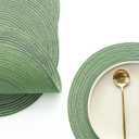 Floroom 15 Inch Round Braided Placemats Set of 4, Washable Heat Resistant Cotton Polyester Circle Place Mats for Kitchen Dining Table - Forest Green