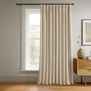 HPD Half Price Drapes Signature Velvet Thermal Blackout Curtains for Living Room 120 Inch Long (1 Panel) Rod Pocket Insulated Blackout Curtains for Bedroom Window Curtains, 100W x 120L, Ivory