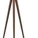 Adesso Floor Lamp with Walnut Rosewood Veneer and Beige Fabric Lampshade – 3-Way Adjustable Brightness, Lamp for Bedroom, Living Room, and House Décor, 60.25” x 21”