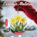 3 x Christmas Ornaments, 2.8in Ceramic Birth Flower Ornament, Xmas Decor, Christmas Tree Ornaments, Xmas Decorations for Tree, Holiday Ornament, Birth Flower Gifts, Gift Ideas, Gifts for Women - Mar