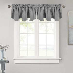 NICETOWN Window Valance for Kitchen - Elegant Rod Pocket Blackout Energy Saving Small Window Tieres for Living Room/Bedroom, 1 Piece, Silver Grey, 52" Wide x 18" Long