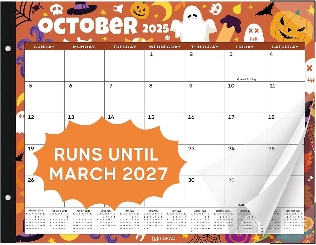 Desk Calendar 2025-2026, 18 Months Calendar Runs from October 2025 to March 2027 - Large 22" x 17" Desktop Monthly Calendar for Home, School, or Office - Seasonal Pattern