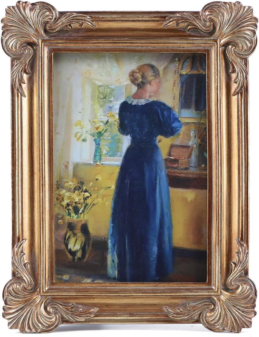 SIKOO 5x7 Vintage Picture Frames 5x7 Antique Ornate Picture Frame with Glass Front for Tabletop and Wall Hanging Vintage Wall Decor Gallery Wall Bronze Gold
