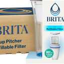 Brita Refillable Water Filtration System with Large 10 Cup Pitcher, Tahoe, White, and 1 Refillable Filter