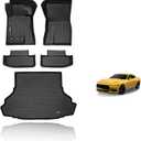 KELCSEECS Floor Mats & Cargo Liner Custom for Ford Mustang 2015-2024 (NOT for Mustang Mach-E,Cargo Liner with Subwoofer),All Weather Protection Anti-Slip TPE Liners Full Set Mustang Accessories Black (Mustang 15-25 SET)