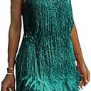 ECDAHICC Women’s Dresses Flapper Dresses 20s Gatsby with All-Over Fringe Mini Dresses, L