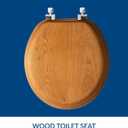 Mayfair Natural Oak Veneer Toilet Seat with Chrome Hinges, Round, Wood