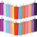 Tanlade 24 Pcs Christmas Skinny Tumblers with Lids and Straws 16 oz Matte Pastel Colored Acrylic Tumblers Bulk, Reusable Double Wall Plastic Cups Cold Hot Drinks Water Bottles for DIY Gift