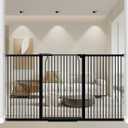40.55" Extra Tall and Wide Baby Gate, 71.3-74 in Gates for Dogs Indoor with Door, Walk Through Long Pet Gate for Large Openings, Pressure Mounted Child Safety Gate for House Kid, Black