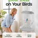Clear View Bird Cage, Indoor & Travel Small Birdcage for Parakeet, Parrot, Budgies, Cockatiels, Canary |Easy Clean Safe Materials (Gray, Medium)