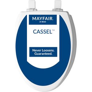 Mayfair Cassel Slow Close Toilet Seat, Easy Clean, Non Slip Premium Wood Seat, Easy Install, Made in USA, Elongated, White