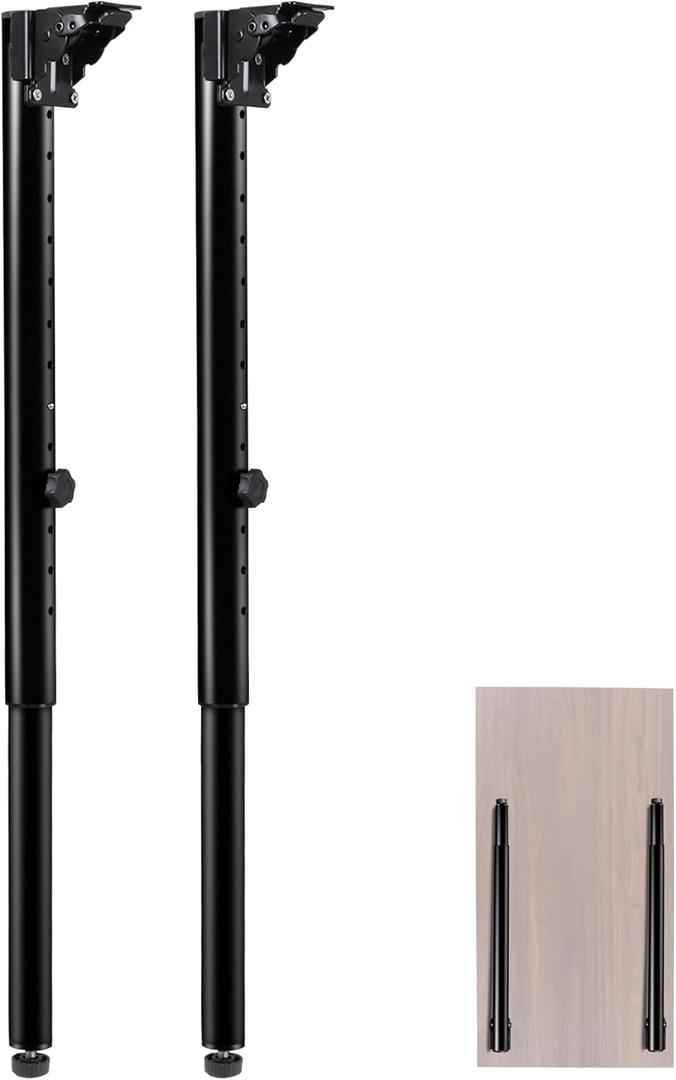 Folding Adjustable Table Legs 2 PCS, Adjustable Height 22.5- 34.5 DIY Desk Legs, Foldable Furniture Legs for Outdoor Camper, RV, Coffee Dinner Table, Tabletops, Kitchen