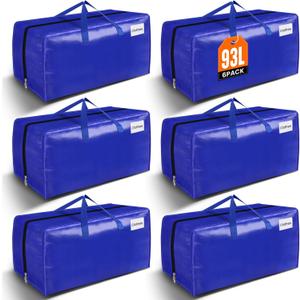 BlissTotes Moving Bags, Heavy Duty Moving Supplies & Storage Bags, Extra Large Packing Bags, Boxes with Tag Pockets, Collapsible Fold Flat Storage Totes, Alternative to Box and Bin, 93L, 6 Packs