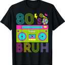 Retro 80s BRUH Outfits For Boys 1980s Party Outfit Eighties T-Shirt, M