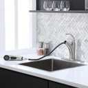 Kitchen Faucet with Sprayer Brushed Nickel, RV Kitchen Sink Faucet, Stainless Steel Pull Out Faucet for Kitchen Sink,1 or 3 Hole Small Kitchen Faucets with Deck Plate and Supply Hoses