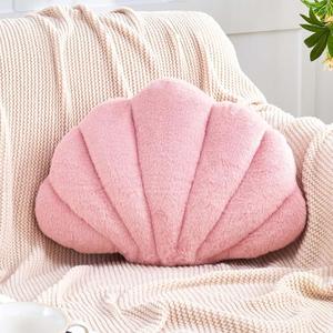 Seashell Pillow Sea Shell Decorative Throw Pillows for Bed Aesthetic Room Decor Dusty Pink Shell Shaped Pillow Cute Beach Plush Pillows for Couch (13x10 Inch)