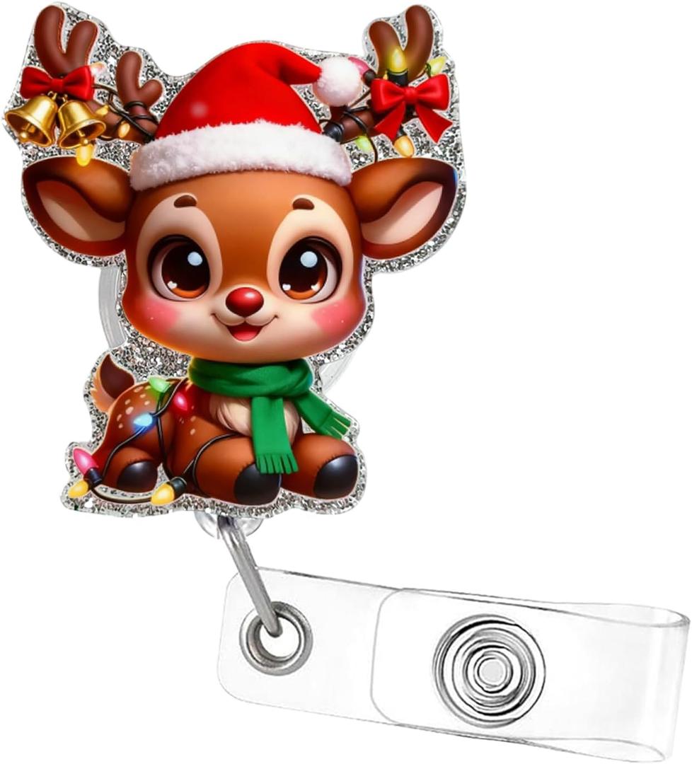 Christmas Badge Reel, Cute Gingerbread Man Retractable Badge Holders, Funny Xmas Nurse Badge Clip, Winter Badge Reel with Alligator Clip Accessories, Badge Holder for ID Name Teacher Doctor (Style1)