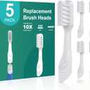 Toothbrush Replacement Heads for Quip, Standard Adult Brush Head Refill, Built-in Tongue Scraper, Soft Bristles, White, 5 Pack