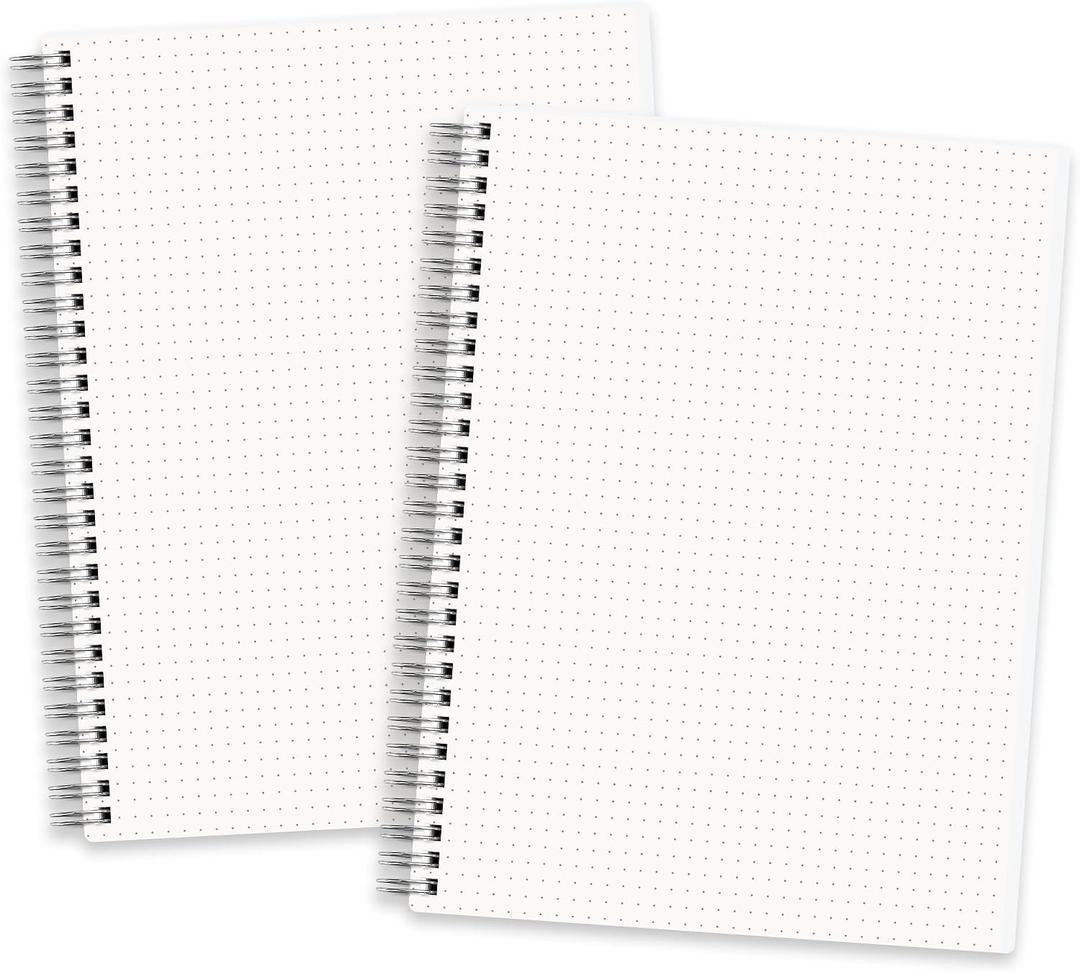 RETTACY Dotted Journal Notebook, 2-Pack, 160 Pages per Pack, B5 Medium Size (7.6'' 10''), 100 GSM Thick Paper, Spiral-bound, Flexible Plastic Cover, for Journaling, Planning, Tracking