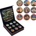 9PCS 250th Anniversary Coin Pack, Patriotic Eagle Metal Coins Set with Storage Case, Vintage Tribute Gift for Veterans Men Dad 2026