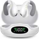 Ultra Open Ear Earbuds - Ergonomic Clip-On Earbuds, Small Bone Conduction Over-The-Ear Headphones, White