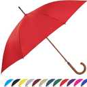 SoulRain 48" Large Umbrella Windproof Stick Umbrellas for Rain, Automatic Open, Vintage Cane Navy Blue big Umbrella with Classic Wooden Handle,Open for 2 Persons adult,for Women & Men(Red)