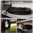 Lightweight Flat Garden Hose 100 FT, 3/4" GHT Flexible Water Hose with Spray Nozzle, Durable 800D Fabric, Kink Free Design, Portable Garden Hose for Lawn, Yard, Car Wash