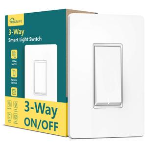 TREATLIFE 3-Way Smart Light Switch, 2.4GHz WiFi Smart Switch Compatible with Alexa, Google Home & SmartThings, Remote Control, Scheduling, Neutral Wire Required, 1 Pack