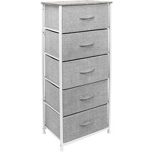 Sorbus Nightstand with 5 Drawers - Bedside Furniture & Night Stand End Table Dresser with Steel Frame, Wood Top, Easy Pull Fabric Bins for Home, Bedroom Accessories, Office & Dorm (Grey)