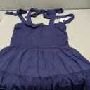 ZESICA Women's 2025 Summer Spaghetti Strap Sleeveless Square Neck Ruffle A Line Swing Mini Dress,Blue ,M