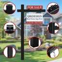 Vinyl PVC Real Estate Sign Post 6' Tall (Connected type), Black Realtor Yard Sign Post with Flat Cap for Open House, 36" Arm Holds Up to 24" Sign